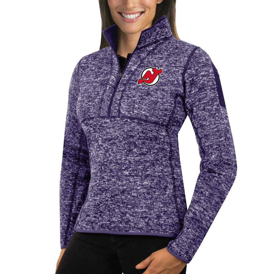 New Jersey Devils Antigua Women's Fortune 1/2-Zip Pullover Sweater Purple